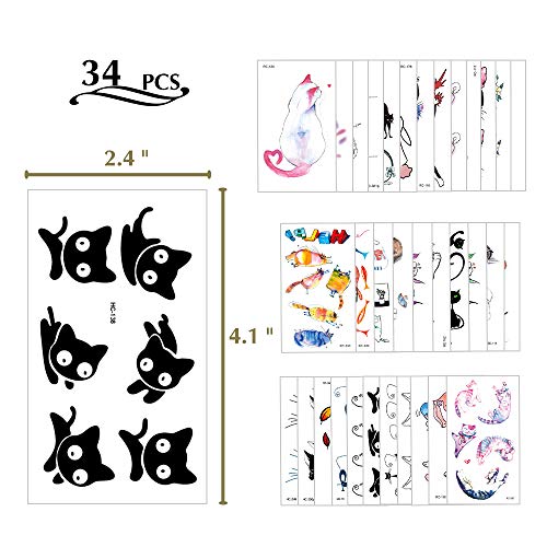 PHOGARY 90 Pcs Kids Temporary Tattoos - 34 Sheets Cute Animal Body Art