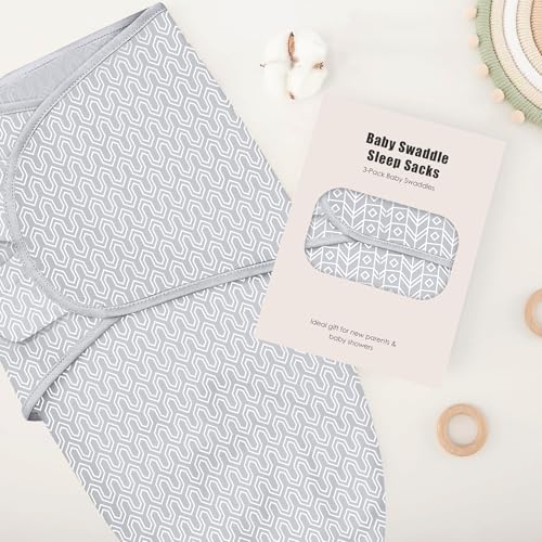 Sweet Dolphin Baby Swaddle Sleep Sacks 3-Pack - Grey, 0-3 Months