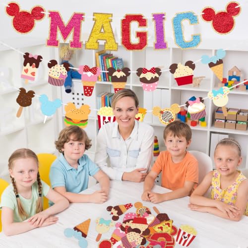 Mouse Head Birthday Party Banner - 22 Pcs Garland with Magic Theme