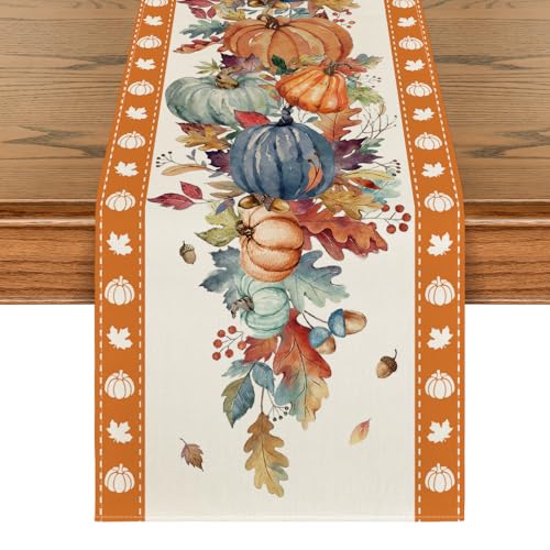 Artoid Mode 13x60 Inch Fall Table Runner Orange Polyester Home Decor