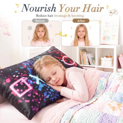 Gamer Satin Pillowcases Set - 2 Pack, 30x20 Inch Game Button Design