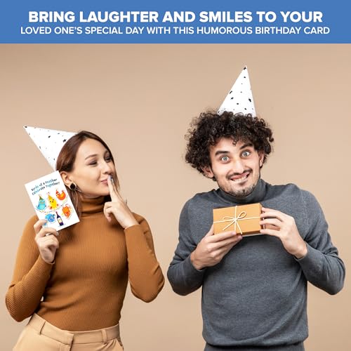 Humorous Bird Birthday Card Set - 5x7in Blue Foil Design