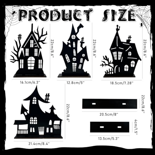 Halloween Haunted House Table Decorations - 4 Wooden Signs