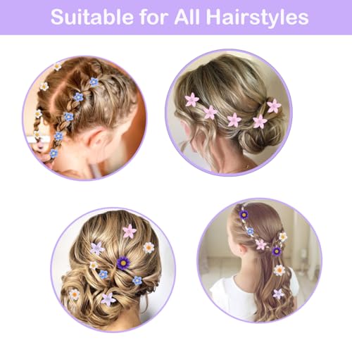 Lora Rossie 30 Pcs Mini Daisy Hair Clips - Multicolor Flower Hair Accessories