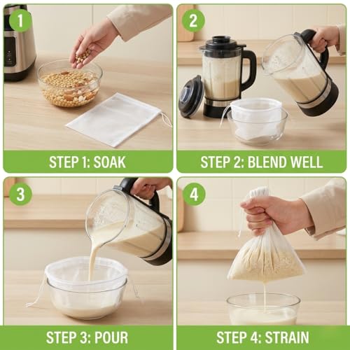 Canumer 12-Pack Nut Milk Bags, 200 Mesh Nylon Strainer Bags 12x8"