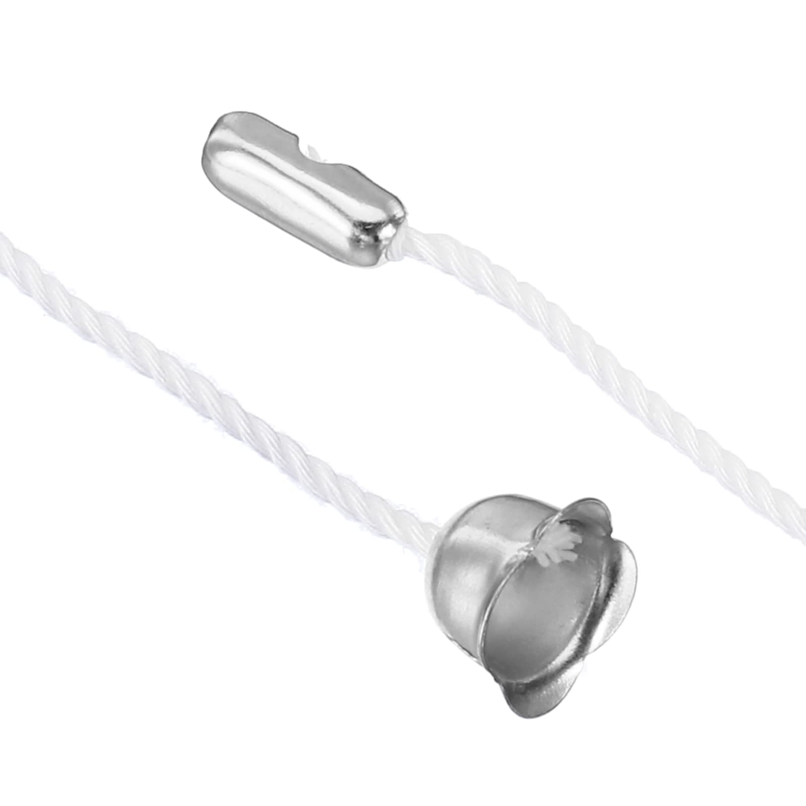 MECCANIXITY Pull Cord for Ceiling Switch, Light Pull Cord String Ceiling Fan String with Connector Pull Chain Extension, White Silver, Pack of 10