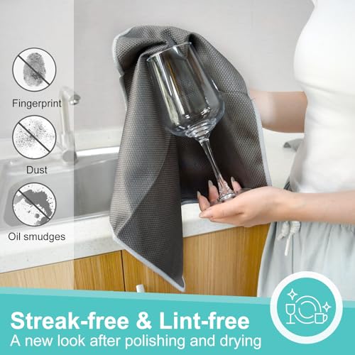 Microfiber Glass Cleaning Cloths 16x16 Inches, Pack of 8 - Lint-Free, Scratch-Free for Windows, Mirrors, Stainless Steel, Car, and Electronics