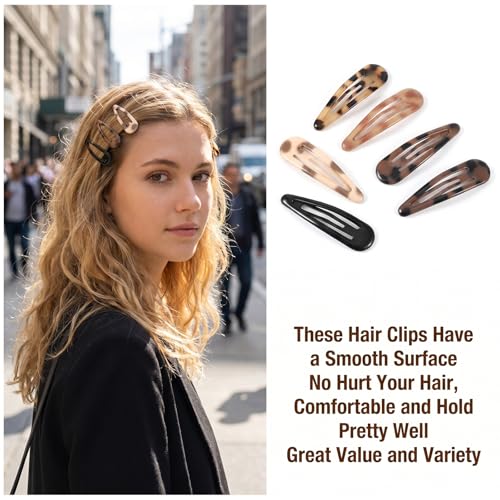 Matwsec Snap Hair Clips for Women 20PCS Small Water Drop Barrettes No Slip