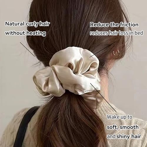 SeCooy Large Satin Hair Scrunchies - Soft No-Damage Silk-Like Hair Ties