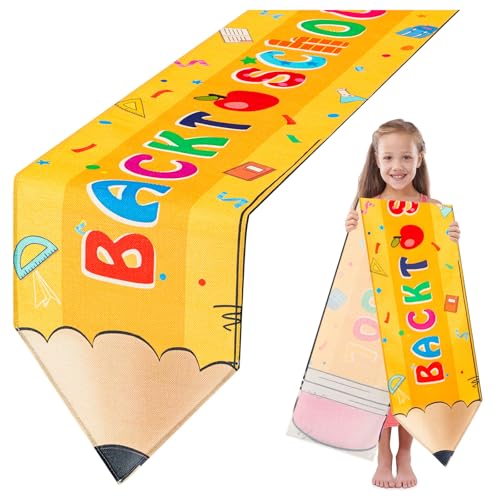JMZYJZH Pencil Table Runner for Back to School Classroom & Party Decor