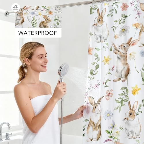 Easter Bunny Shower Curtain, 71x71 inch Waterproof Bathroom Decor