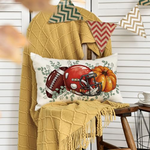 Fall Pumpkin Throw Pillow Cover 12x20 Inch - Eucalyptus Leaves