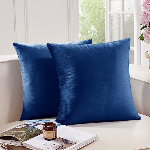 Deconovo Navy Blue Velvet Throw Pillow Covers | 24x24 Inch, 2 Pack