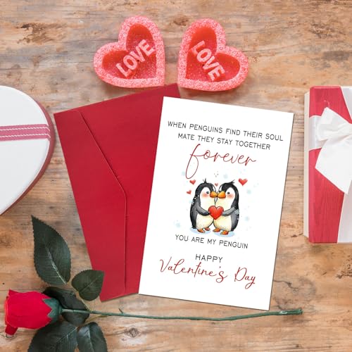Ogeby Cute Penguin Valentine's Day Card for Soulmate | 8" x 5.3"
