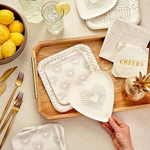 Hallmark Gold and Ivory Party Supplies Set for 16 Guests