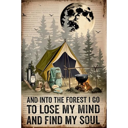 Retro Tin Sign Into The Forest Vintage Metal Wall Art 8x12