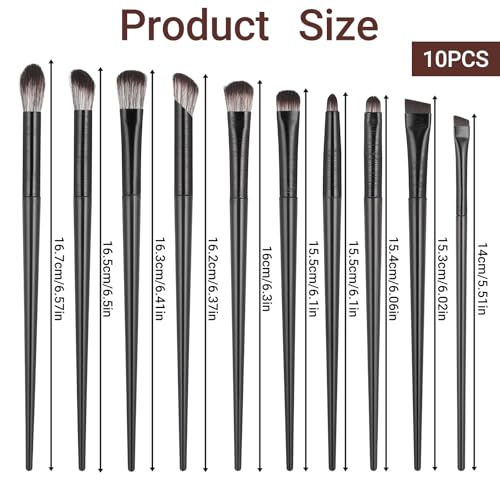 10-Piece Professional Eye Makeup Brush Set Synthetic Blending Brushes