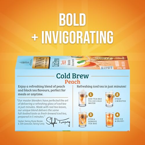 Twinings Peach Cold Brew Iced Black Tea Bags - 20 Count