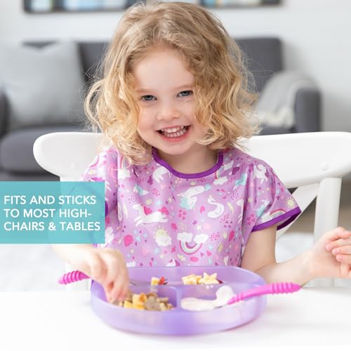 Bumkins Silicone Suction Plate for Toddlers - Divided Grip Dish in Purple Jelly