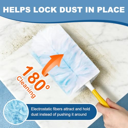30 Disposable Microfiber Duster Refills with Handle for Home Cleaning