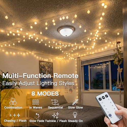 Connectable Globe String Lights - 132ft, 400 LEDs, Warm White, Remote Control, Waterproof