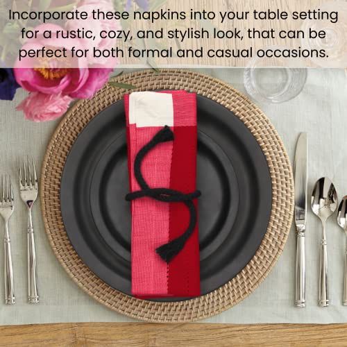 Red Cotton Cloth Napkins Set of 12 20x20 Inches - Ultra Soft & Washable