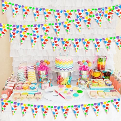 Art Paint Theme Pennant Banners - 5 Pack Multicolor Triangle Garland