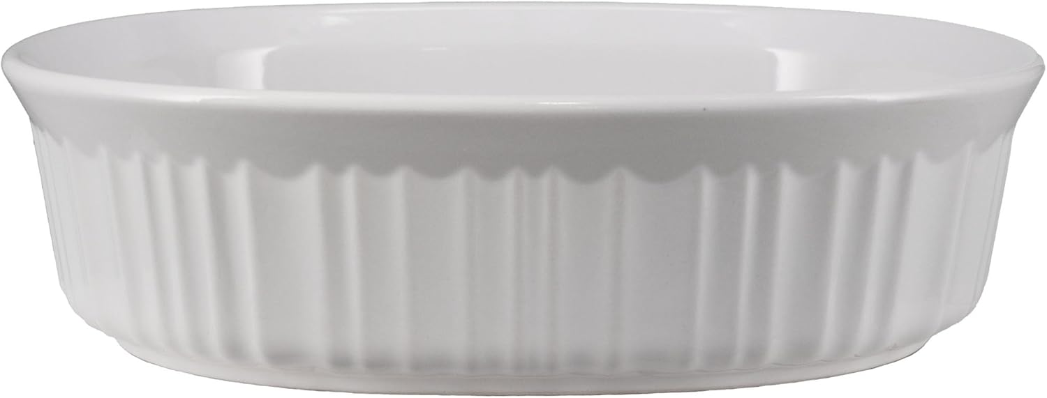 CorningWare French White Oval Casserole Dish - 1.5qt Ceramic Bakeware for Versatile Cooking