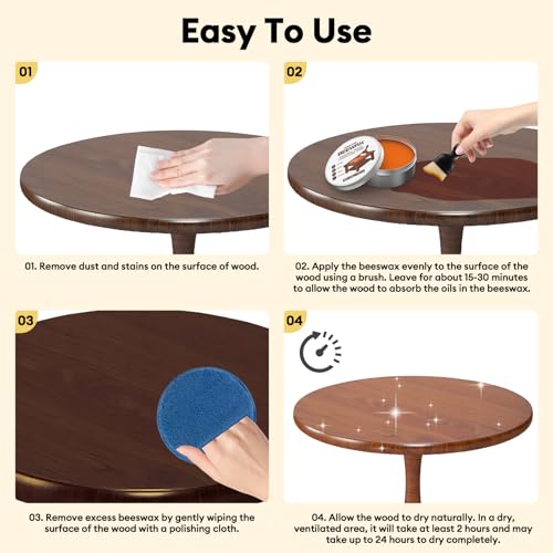 Beeswax Wood Polish for Furniture - Natural Waterproof Restorer