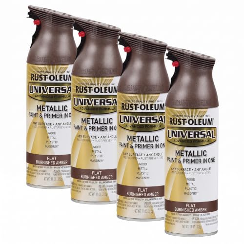 Rust-Oleum Universal All Surface Metallic Spray Paint 11 oz Flat Burnished Amber Pack of 4