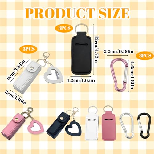 9-Piece PU Leather Lipstick Holder Keychain and Lip Gloss Case Set