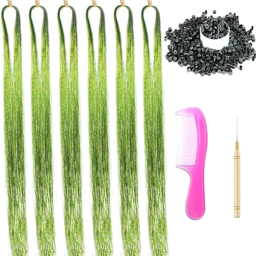 Hair Tinsel Kit with Tools - 1200 Strands Heat Resistant Glitter Hair Extensions