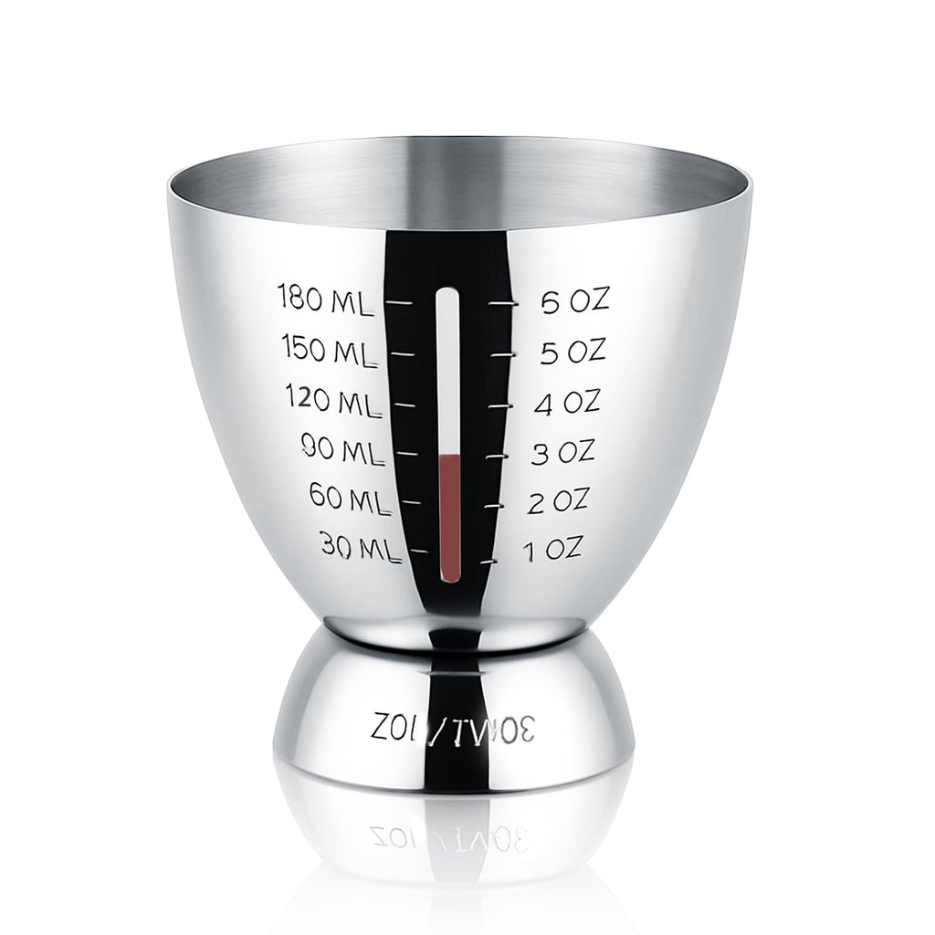 Cocktail Measuring Jigger for Bartending with Graduated Markings 1 oz to 6oz Heavy Duty 18/8 Multi-Unit Measure Stainless Steel Shot Measure Cup