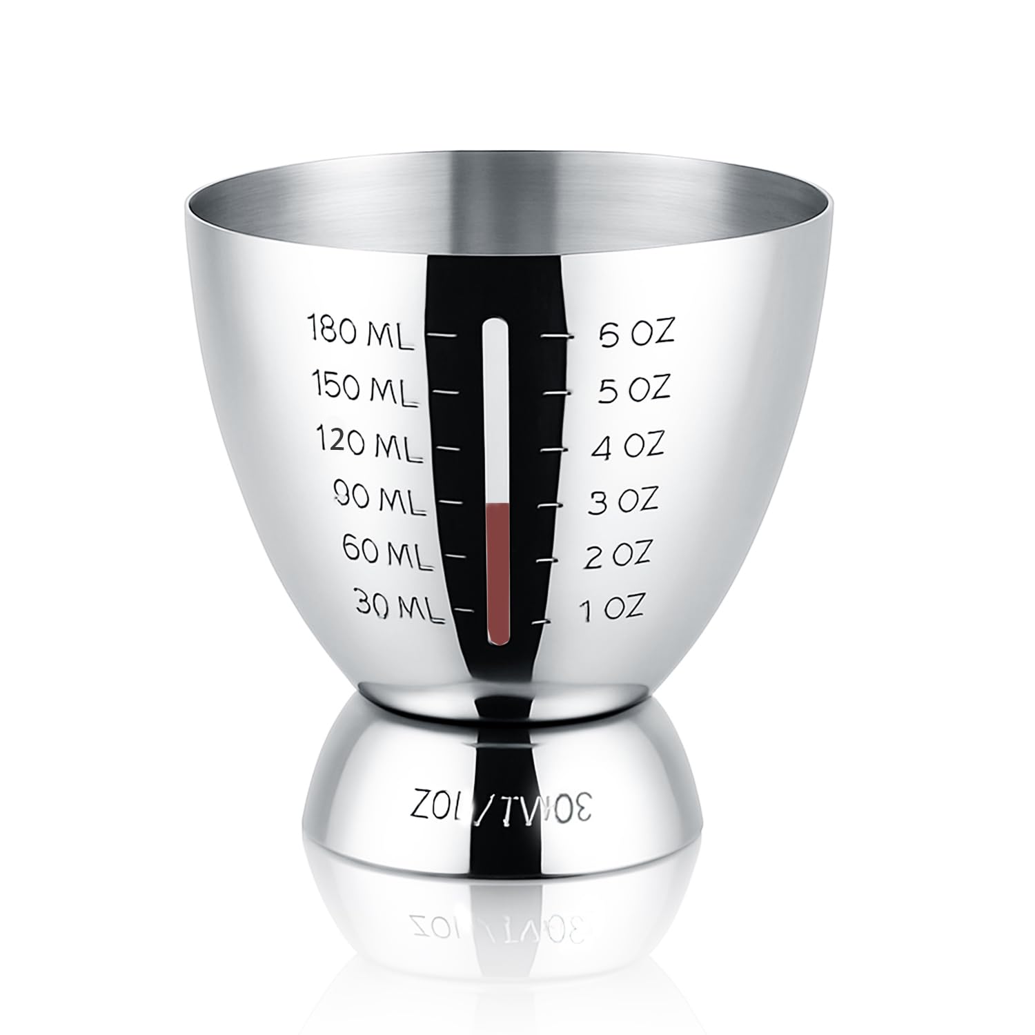 Cocktail Measuring Jigger for Bartending with Graduated Markings 1 oz to 6oz Heavy Duty 18/8 Multi-Unit Measure Stainless Steel Shot Measure Cup
