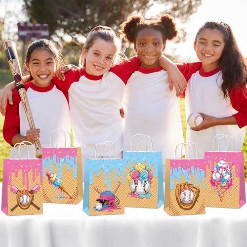 12 Pcs Baseball Ice Cream Drip Gift Bags with Handles