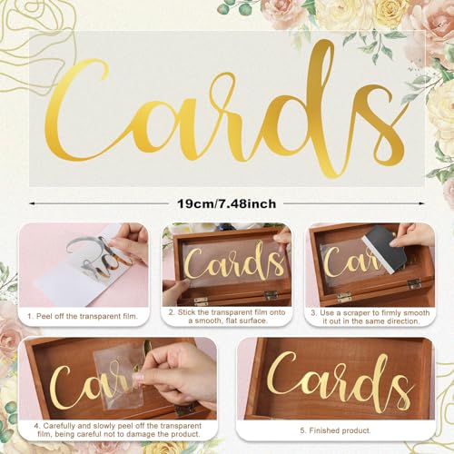 Gold Cards Sticker Set for Wedding Gift Boxes - 7.48 Inch (2 Pcs)