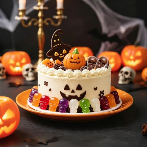 Orange Skull Chocolate Molds - 2 Pack Silicone Halloween Candy Molds