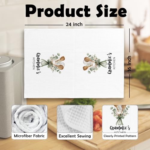 Floral Kitchen Dish Towels - 16x24 Microfiber, Perfect Gifts for Grandma