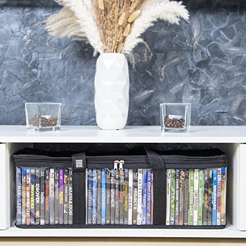 Blu-ray Media Storage Bag Case - Clear PVC Organizer for 42 Discs (Black)