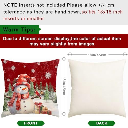 RABUSOFA Christmas Snowman Pillow Cover 18x18 - Holiday Decor