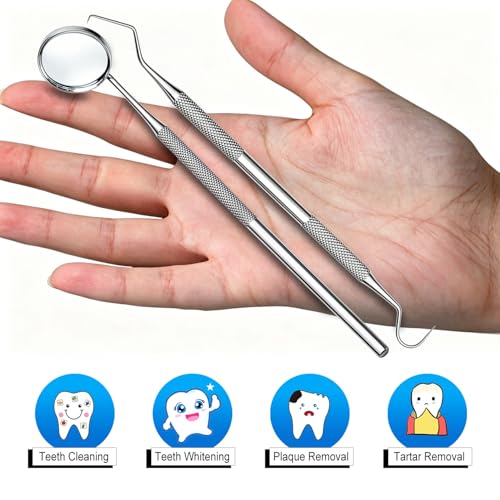G.CATACC 2 Pcs Stainless Steel Dental Tools Set with Mouth Mirror