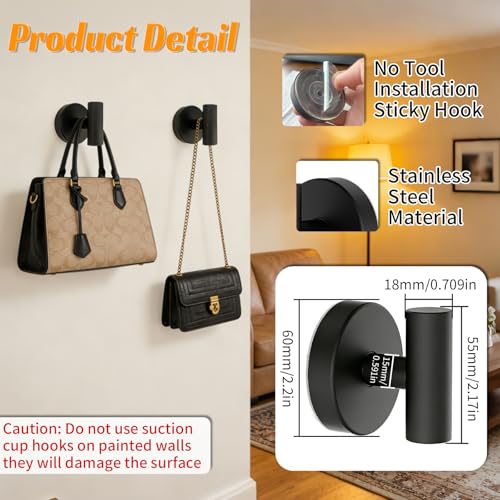 ZHLZHL Suction Cup Hooks - 10LB Capacity Stainless Steel Hooks for Smooth Surfaces