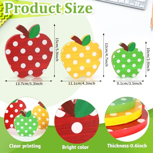 Wooden Apple Table Signs - 3-Piece Retro Back to School Decor Set