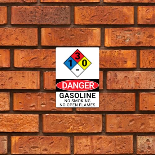 Danger Gasoline No Smoking Warning Sign Stickers - 6 Pcs Vinyl Decals for Industrial Safety