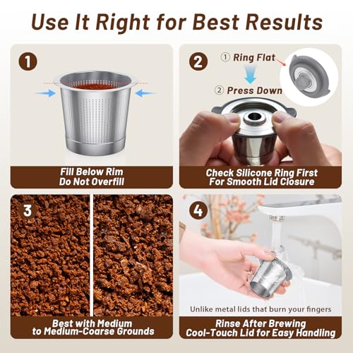 ComfortGrip Reusable K Cups for Keurig 1.0 - 2 Pack Stainless Steel Pods