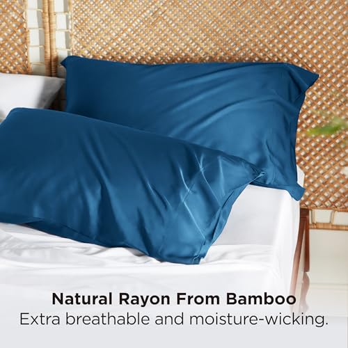 Bedsure Bamboo Cooling Pillowcases - King Size, Teal, Set of 2