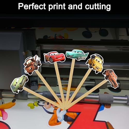Seyal Race Car Cupcake Toppers – 24 Pcs Birthday Party Decorations