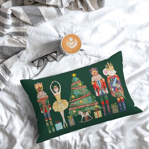 Green Nutcracker Pillow Covers 12x20 Set of 2 for Christmas Decor