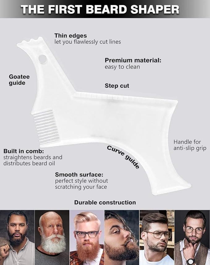 UNHER Men's Beard Trimming Kit & Shaping Template with Pocket Comb