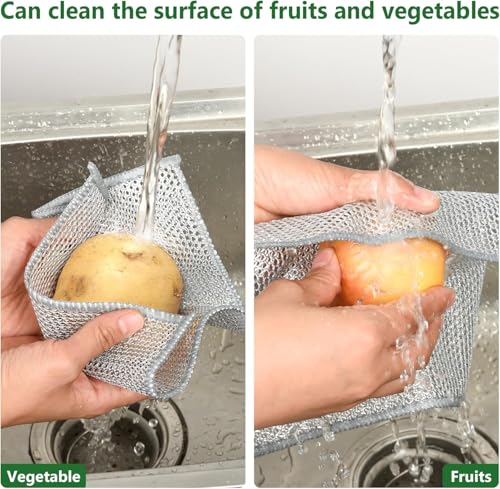 12-Pack Non-Scratch Double-Layer Wire Dish Cloths for Kitchen